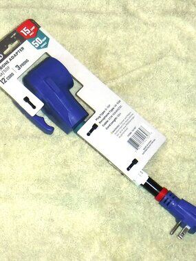 RV Power Adapter, Electric World #141387, Dogbone Adapter, 15M/50F, 12" Cord